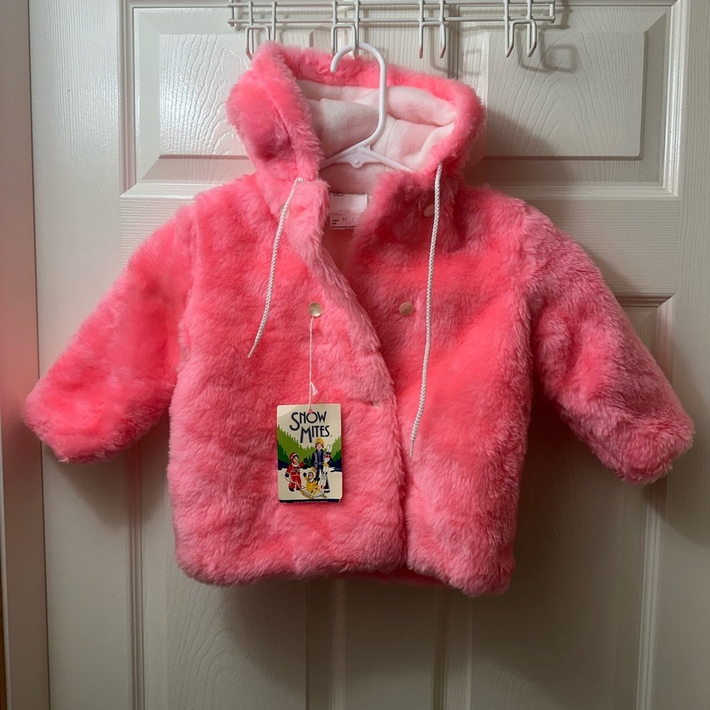 Vintage Pink Faux Fur Coat 24 Months